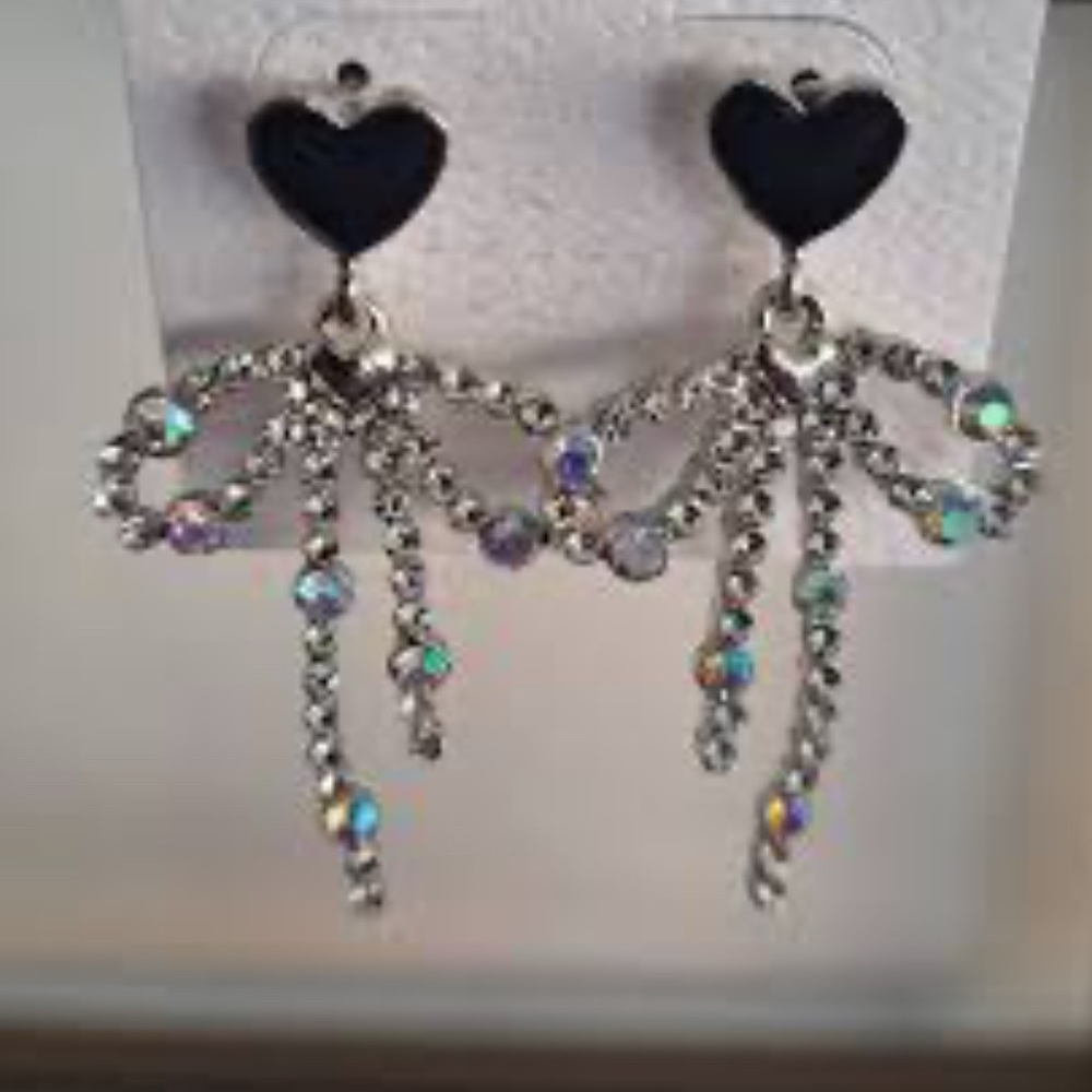 Vintage feel S925 Sterling Silver plated Heart and Bow earrings. New. - Picture 5 of 11